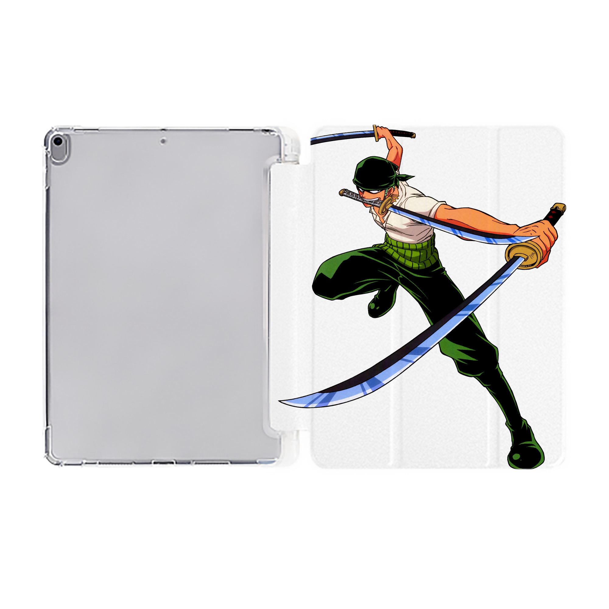 （画像用） ワンピース ロロノア・ゾロ ONE PIECE Roronoa Zoro IPad ケース ペン収納付き 三つ折りスタンド PUレザー×シリコン 対応機種9.5/10.5/10.9インチ